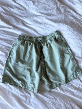 H&M Sage Green Swim Trunks Drawstring Shorts